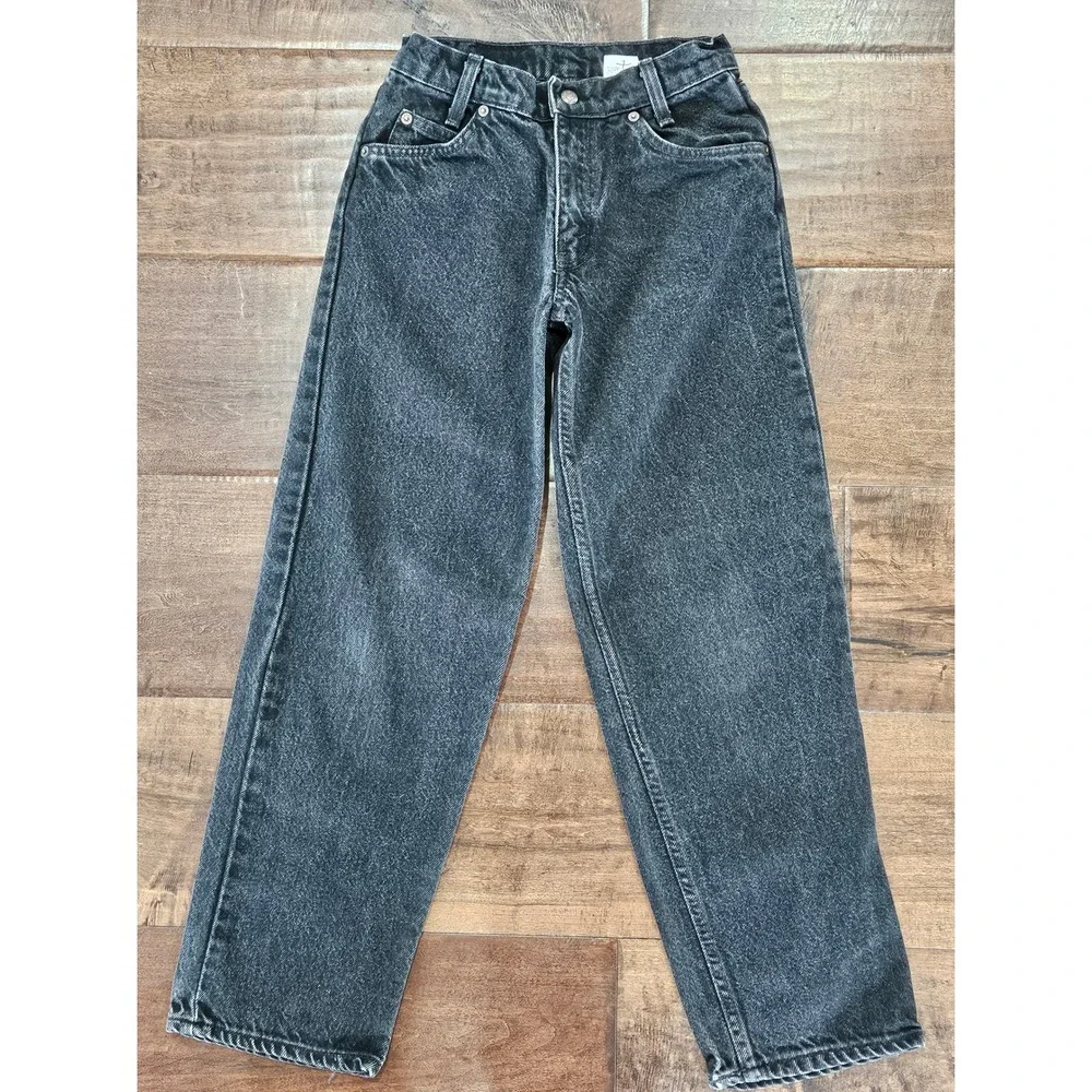 Vintage Levis 560 Regular‎ Black Acid Wash Orange Tab Jeans Kids Size 12 W26